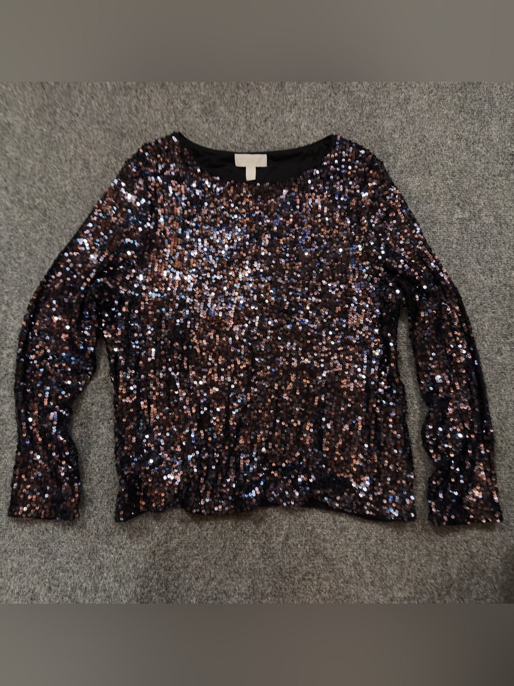 The White Company Black Sequin Long-Sleeve Top NWOT Size 12 - Picture 1 of 8